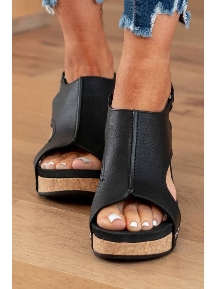 Little Daisy Closet - Wholesale Wedges - Women's -  LDC Vintage Leather Stitching Studded Wedge Sandals4