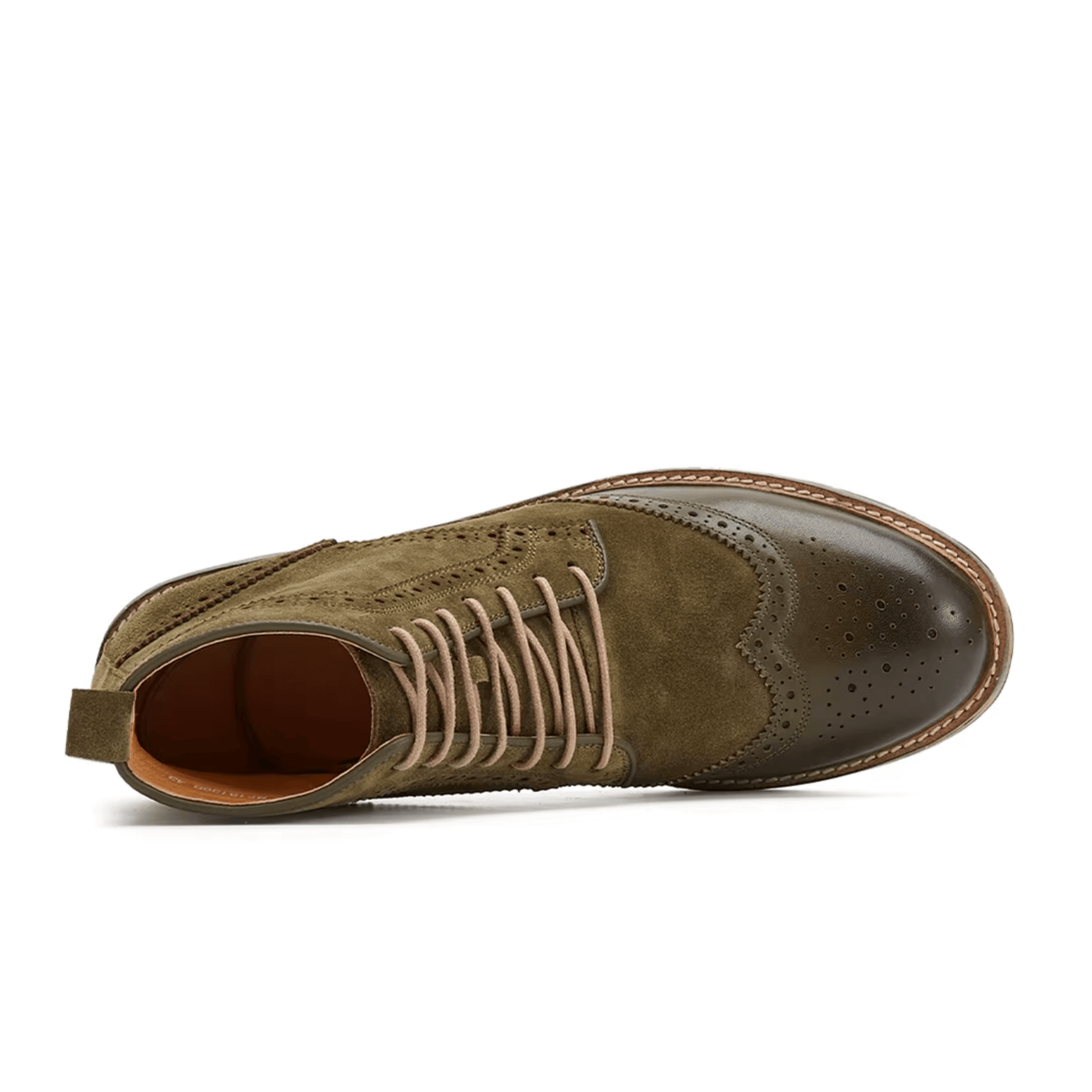 Botín Inglés de cuero gamuza verde oliva para hombre vista superior