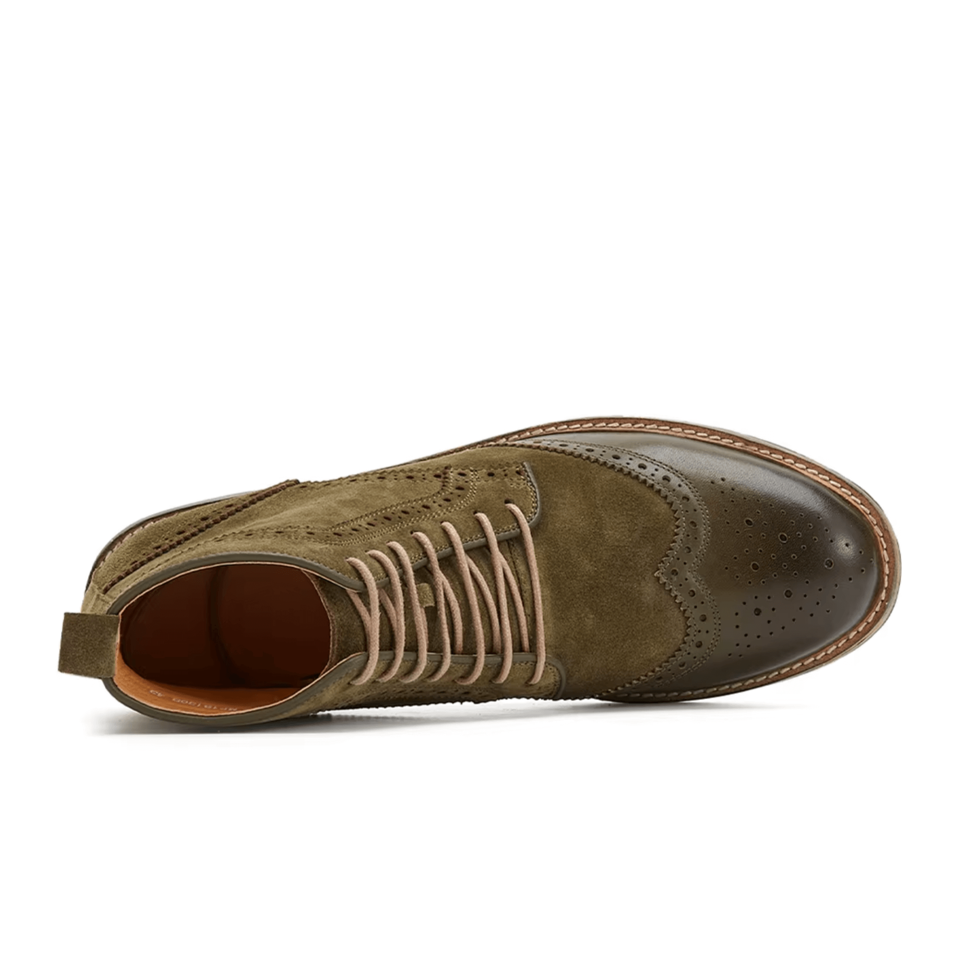 Botín Inglés de cuero gamuza verde oliva para hombre vista superior