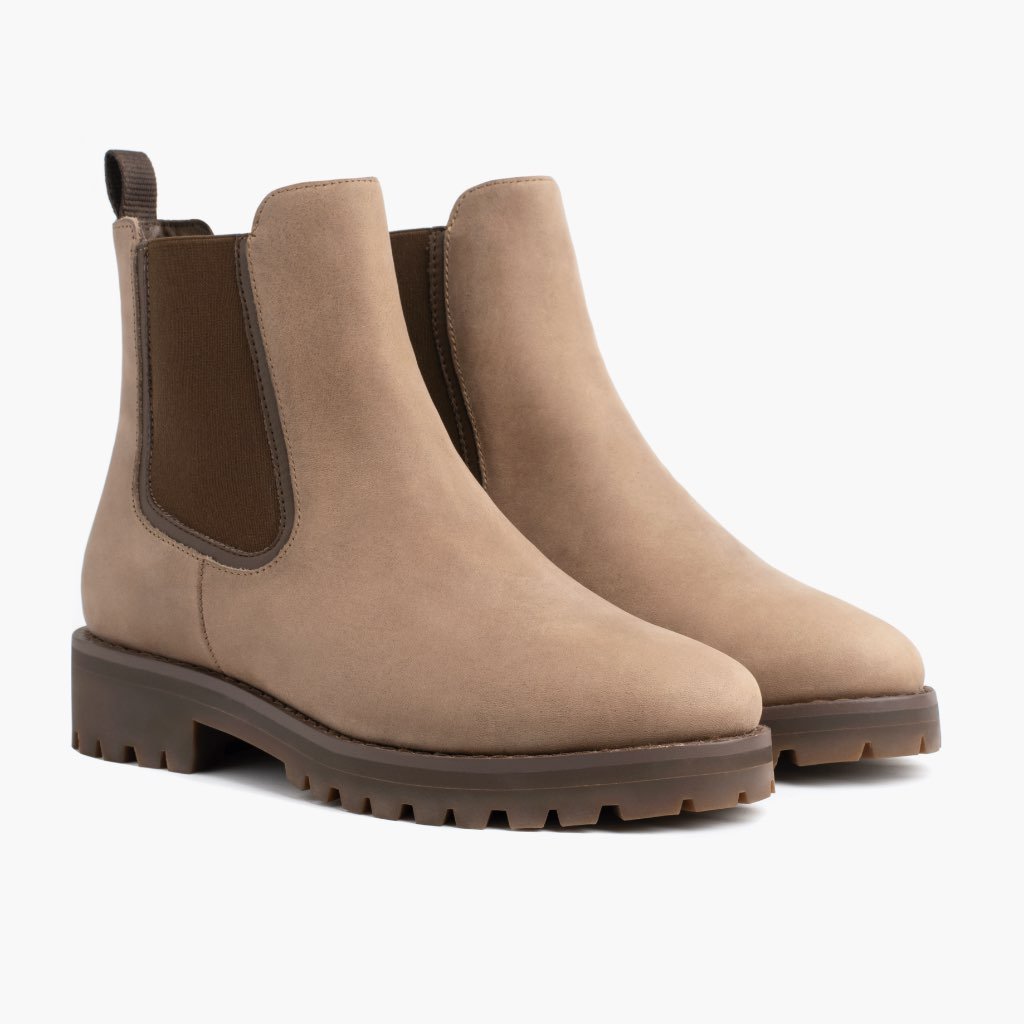 Botin chelsea mujer cuero nobuk beige impermeable Kalver Sierra todoclima antideslizante