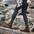 Botin chelsea mujer cuero nobuk marrón impermeable Kalver Sierra todoclima antideslizante