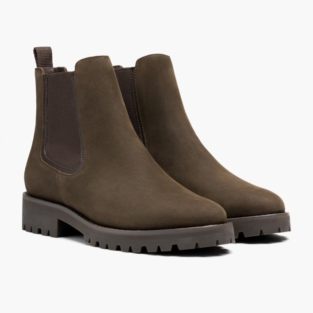 Botin chelsea mujer cuero nobuk verde oscuro impermeable Kalver Sierra todoclima antideslizante
