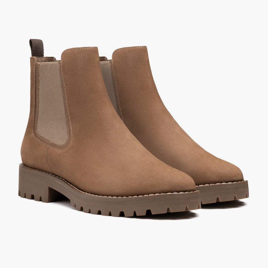 Botin chelsea mujer cuero nobuk khaki impermeable Kalver Sierra todoclima antideslizante