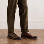 botín de cuero café Kalver ascenso hombre con estilo brogue y alza interior oculta