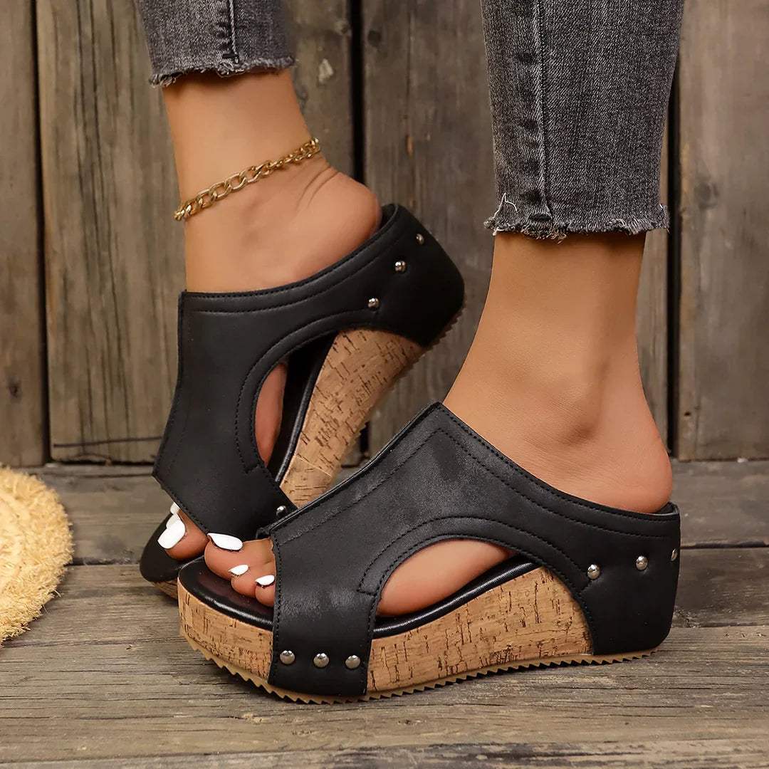 sandalias plataforma mujer negro soporte arc