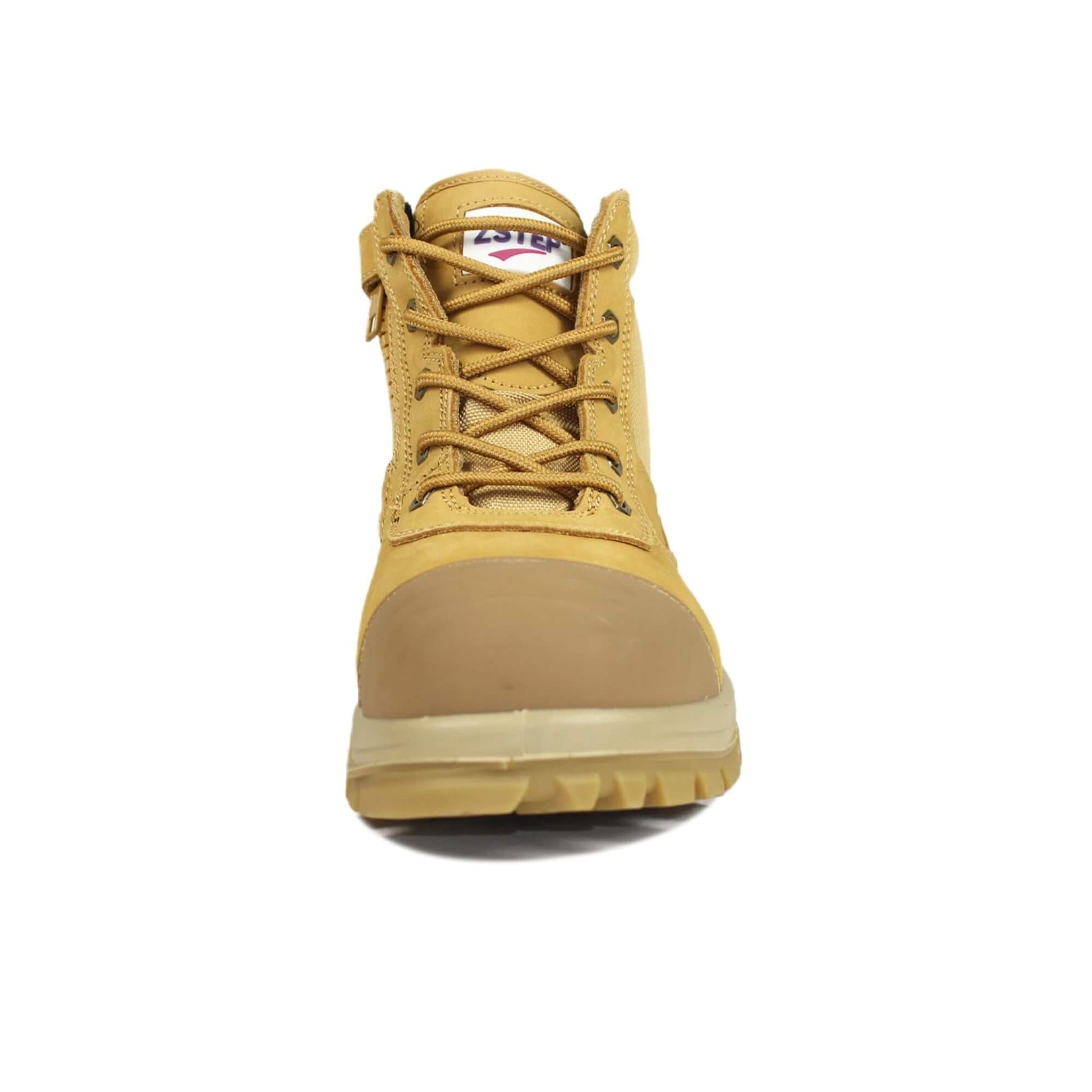 Zapato de seguridad Kalver Chelsea 1100 beige con punta de acero y cuero impermeable vista frontal