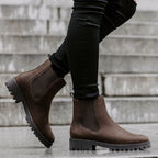 botin impermeable cuero mujer café kalver