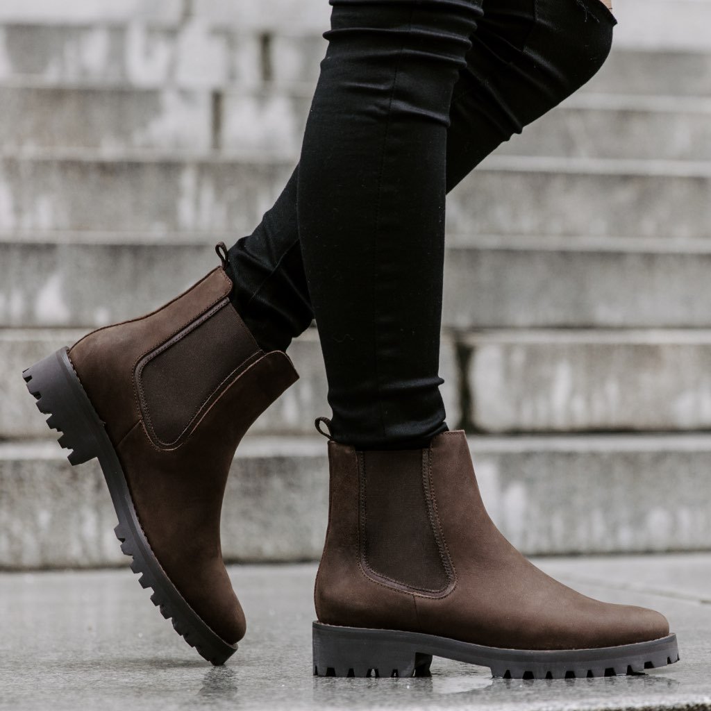 botin impermeable cuero mujer café kalver