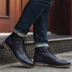 botín cuero hombre kalver faro negro bota casual elegante de media caña uso urbano