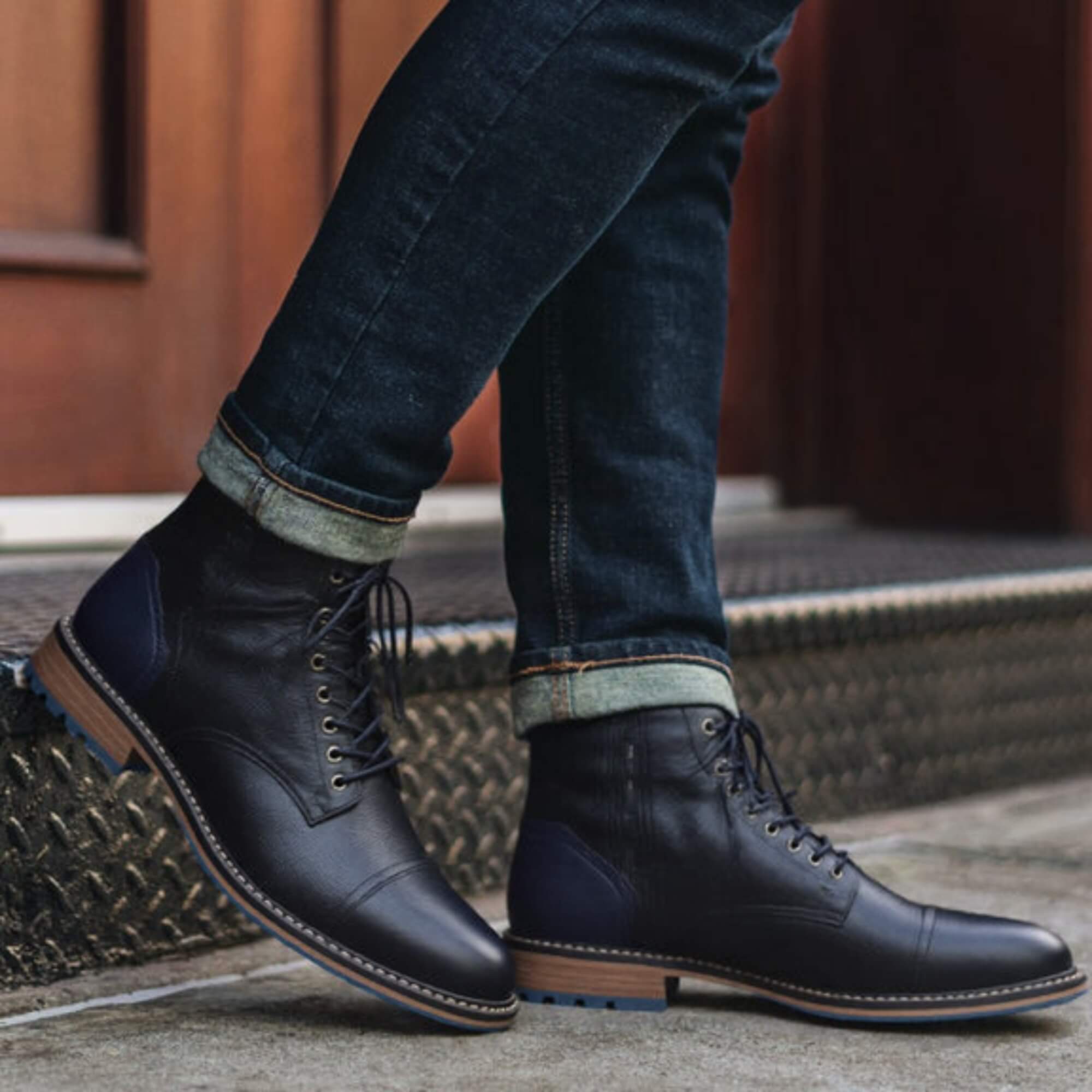 botín cuero hombre kalver faro negro bota casual elegante de media caña uso urbano
