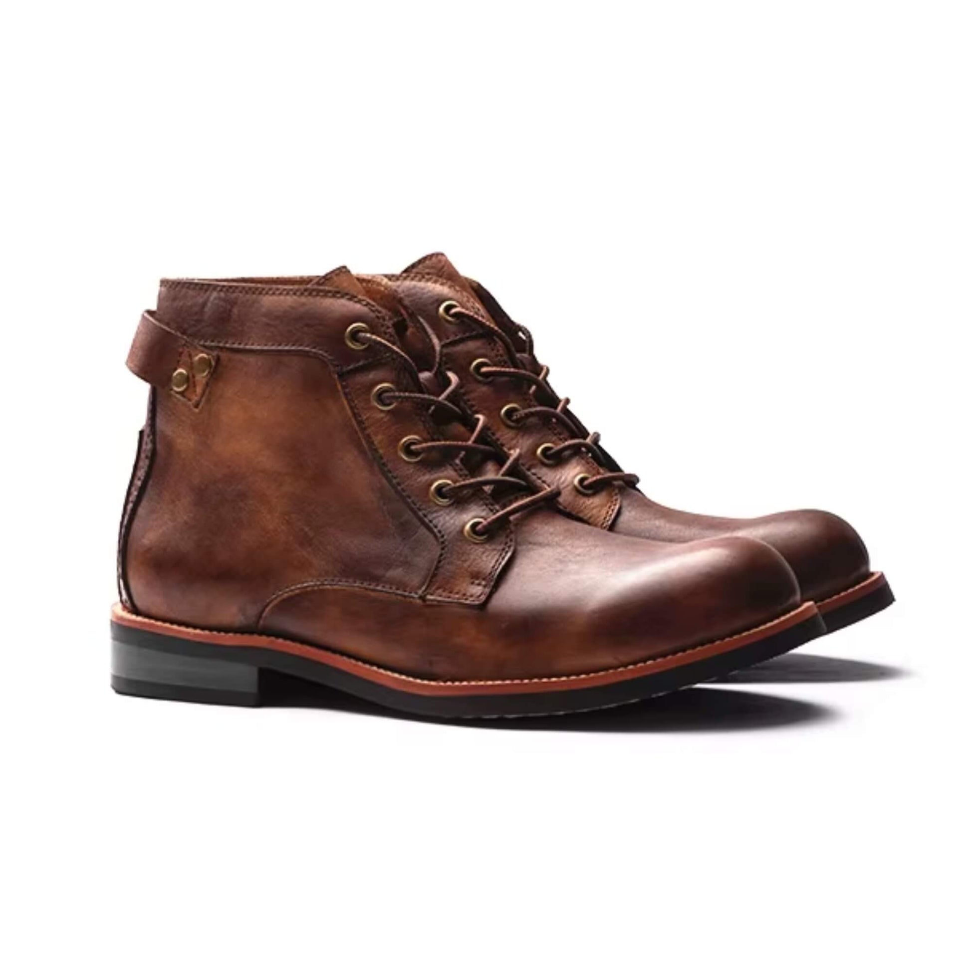 par botines cuero hombre Kalver terrano, botas retro urbanas color café