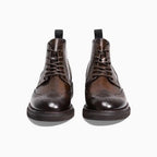 par botines de cuero café Kalver ascenso hombre con estilo brogue y alza interior oculta