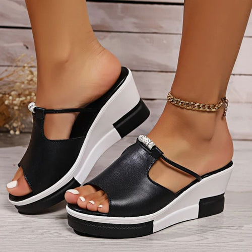 Sandalias plataforma mujer ortopédicas Kalver color negro