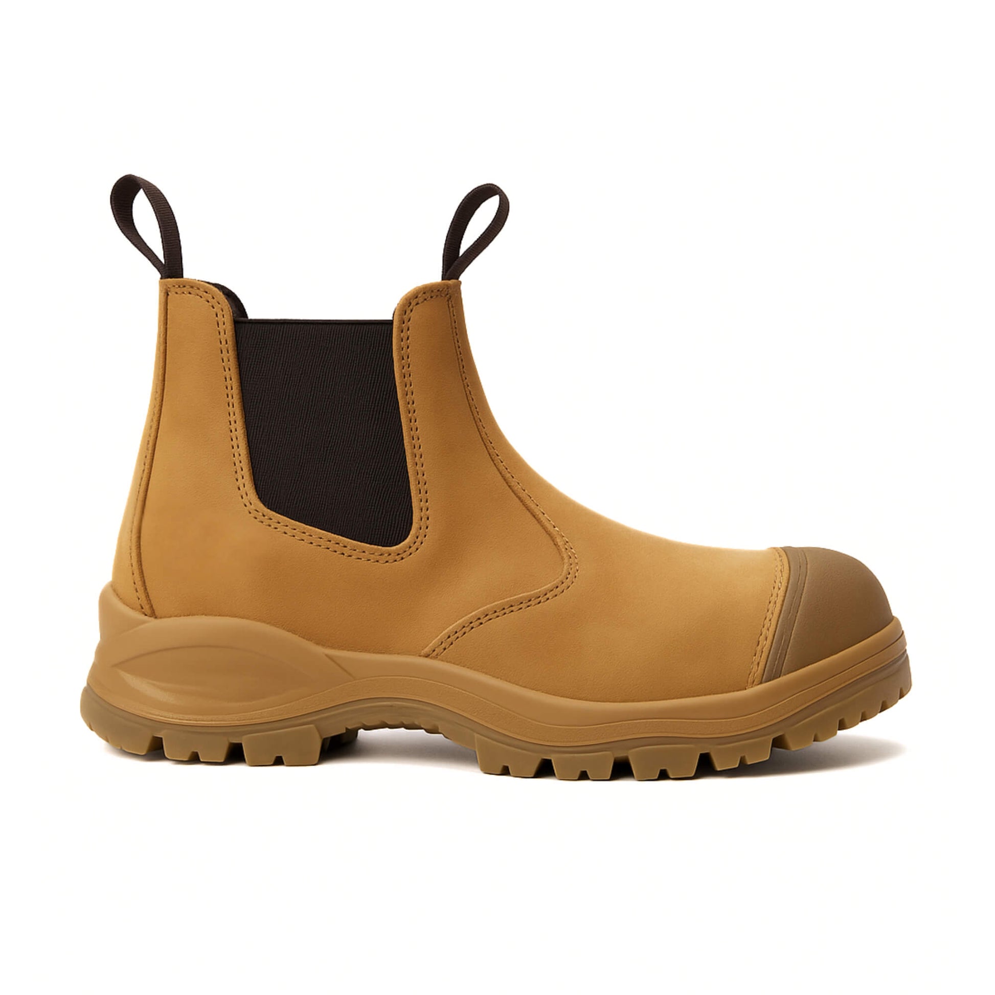 Zapato de seguridad Kalver Chelsea GF03 color trigo con punta reforzada y suela resistente al aceite