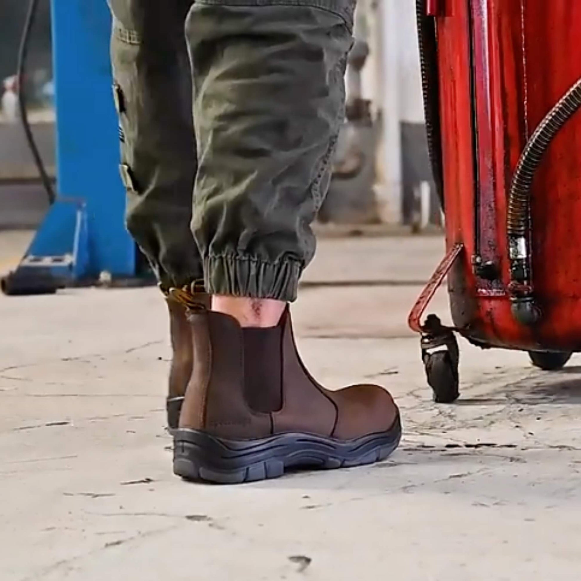 Zapatos de Seguridad Chelsea (Unisex-EG600) | Cuero Crazy Horse vista en fabrica